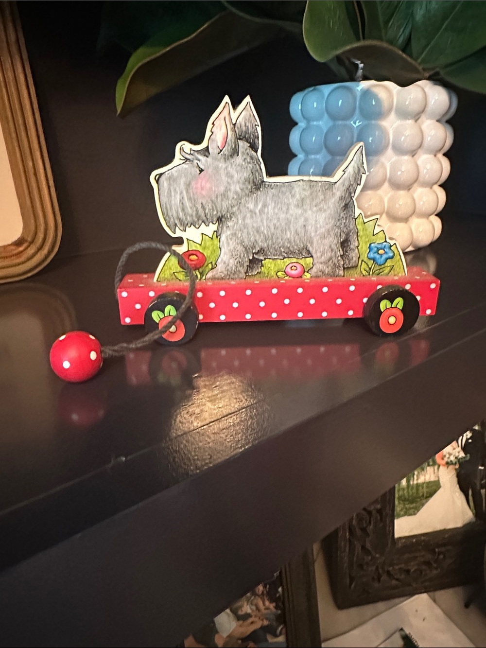 Mary Engelbreit Wooden Pull-Along Scottie Dog Toy in Red